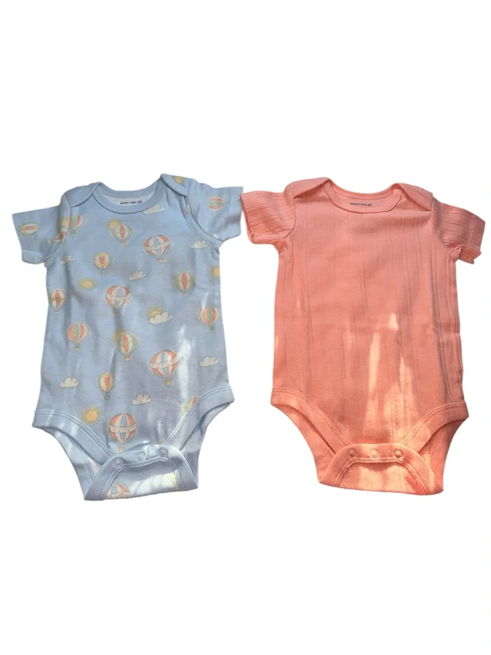 NWOT’s Member’s Mark Baby One-Piece Bodysuit Duo in Light Blue and Coral 3M’s - Picture 2 of 8